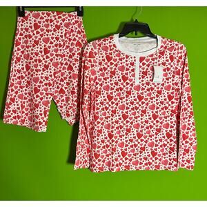 Hart+Land Heart Patterned Organic Pima Cotton Women’s Pajama Set Size L